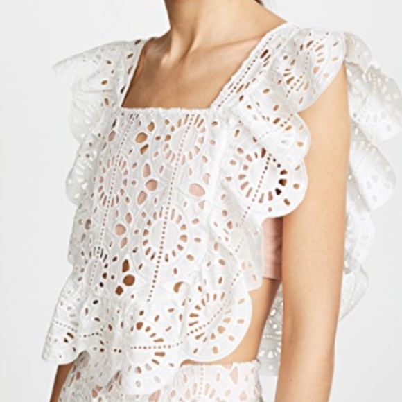 Red Carter Eyelet Lace Adair Top in White XS - Picture 2 of 5